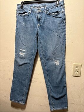 Eddie Bauer Medium Blue Straight Leg Distressed Jeans